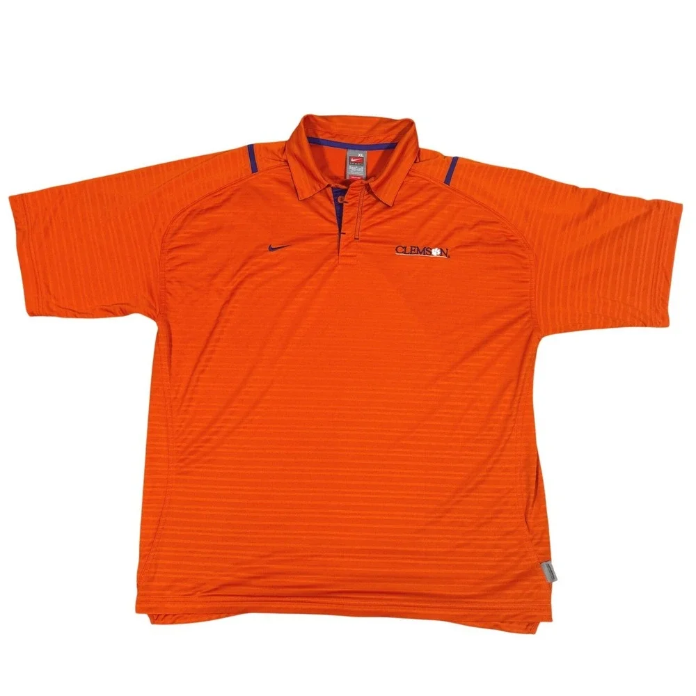 Clemson Tigers Nike Polo Shirt Men's XL‎ Orange Dri-Fit Team Golf Football NCAA